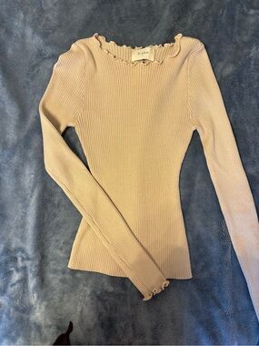 DISSH Long Sleeve Ribbed Top in Beige